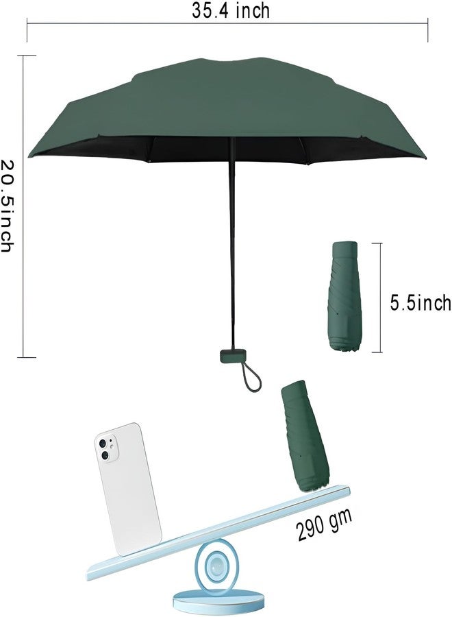 Contacts Womens Mini Travel Umbrella with Capsule & Case - Compact UV Protection Sun Parasol, Lightweight Windproof Portable Umbrella for Purse (Dark Green) - Image 5